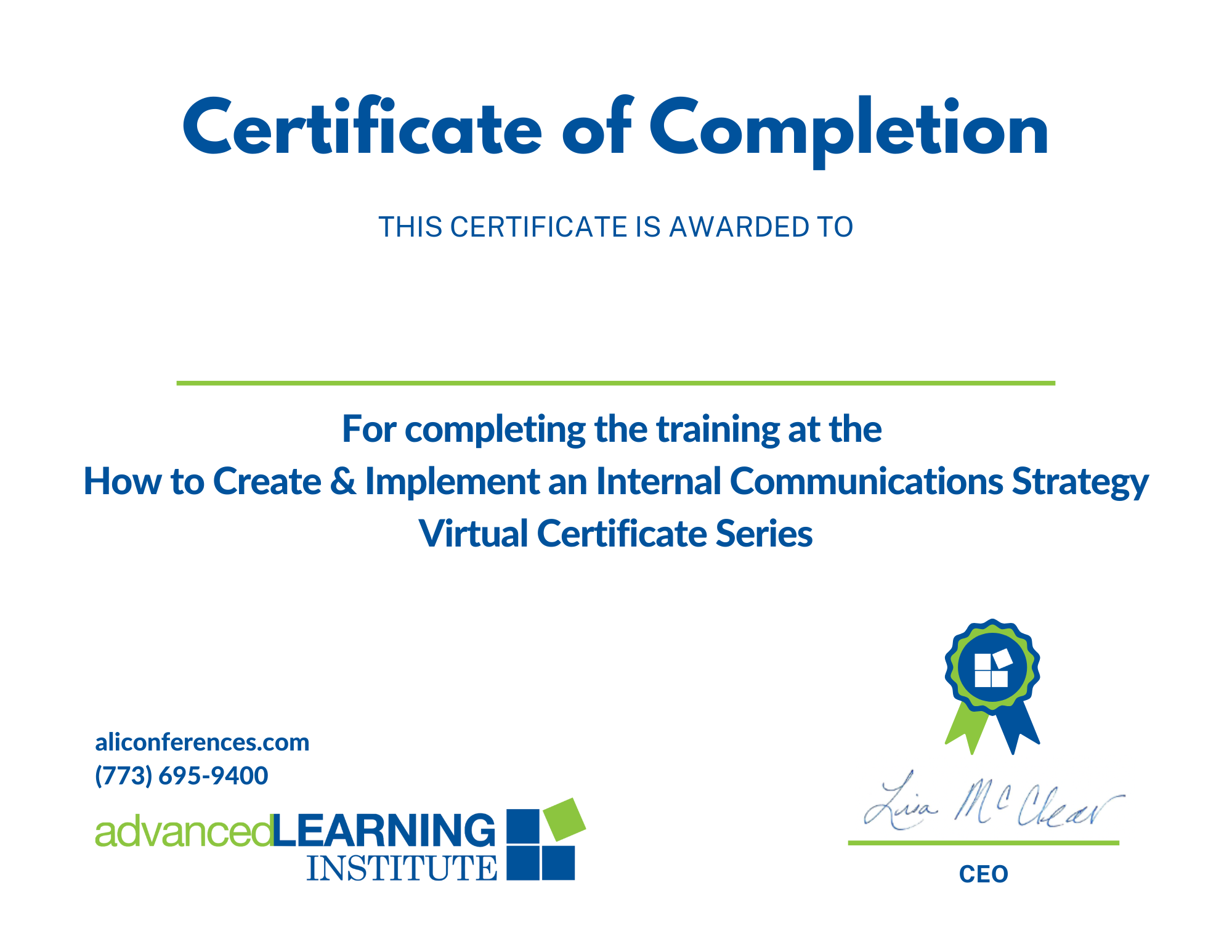 Certificate of completion example image